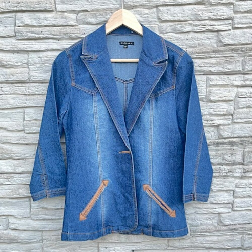 Denim Jacket Dark Wash | Tailored Blazer Style | Size 12